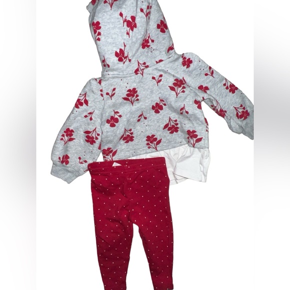 CHILD OF MINE BY CARTERS | LONG SLEEVE HOODED COLORBLOCK FLORAL POLKA DOT OUTFIT - Picture 4 of 5